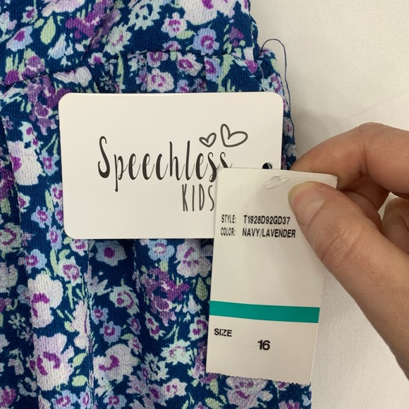 NWT Speechless Kids Navy/Lavender Floral Skirt, Size 16 - Picture 3 of 9